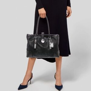 Tumi Villa Turin Black Leather Shoulder Tote Bag